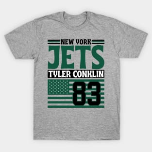 New York Jets Conklin 83 American Flag Football T-Shirt